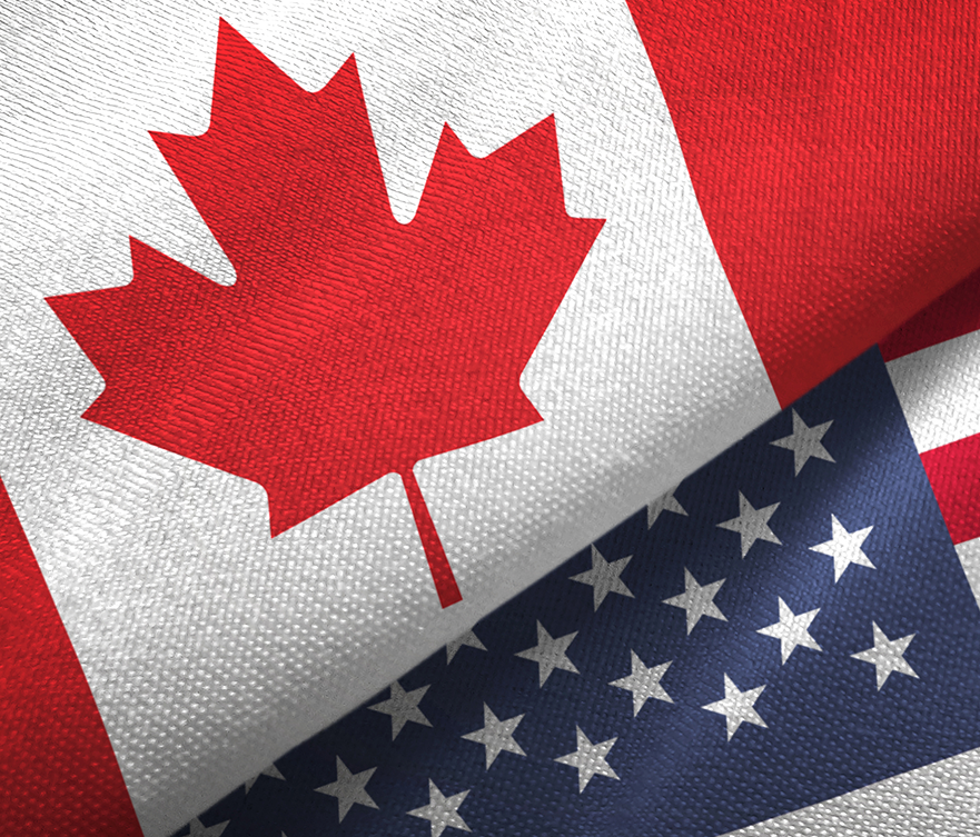 Canadian and American flag